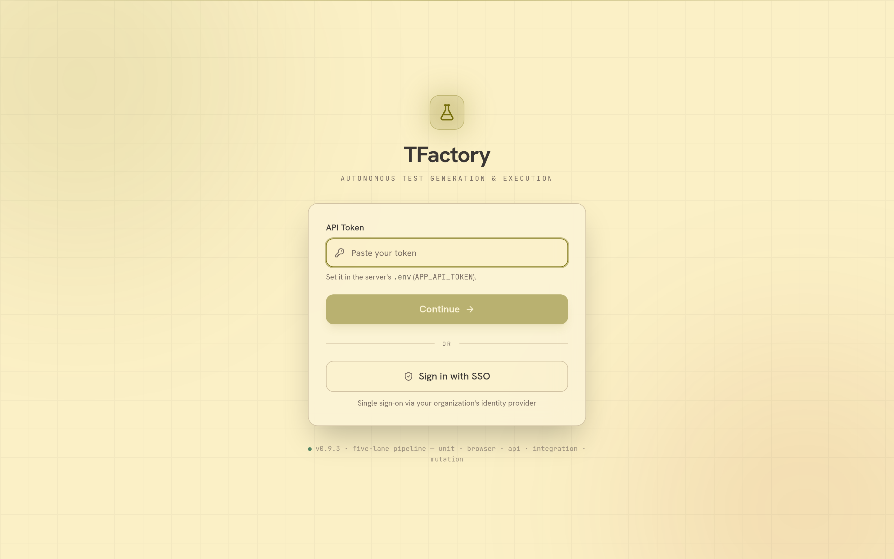 TFactory login — API-token or SSO