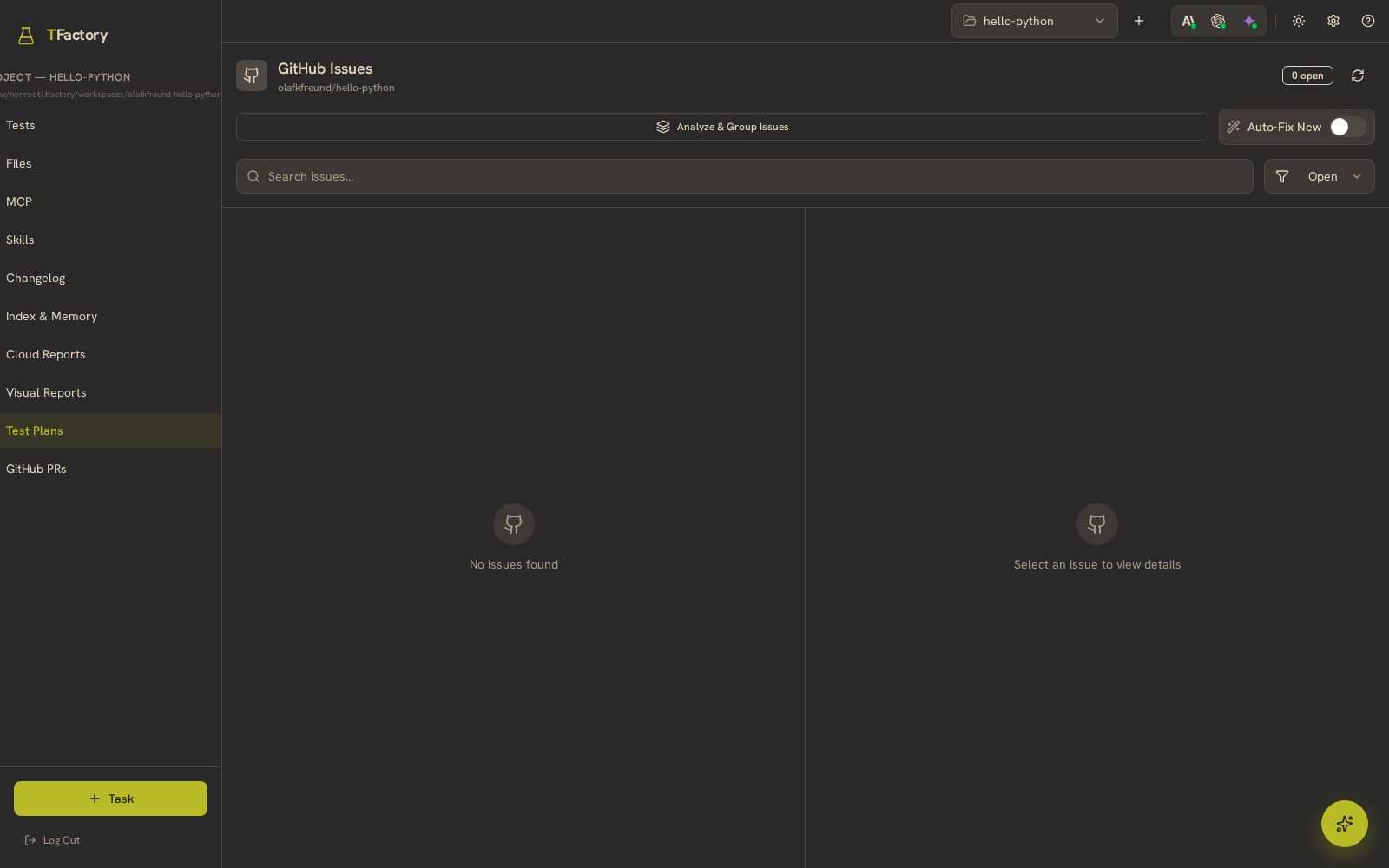 Test Plans — GitHub-connected view