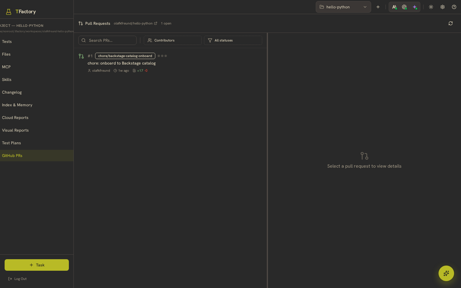 The GitHub PRs view